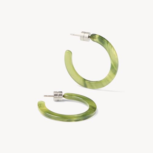 Circle Hoop Earrings Acetate Resin Fashion Jewelry for Women - color: Algae, size: Mini