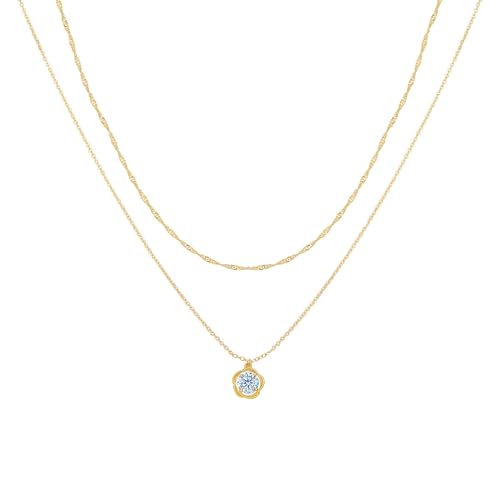 Layered Necklaces for Women - 14K Dainty Gold Plated Layering Chokers Necklaces Set Multilayer Delicate Necklace Trendy Adjustable Long Layered Necklaces for Women - style: 47 Flower Neckalce