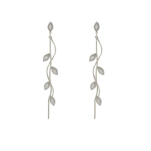 Crystal Wedding Earrings for Bridal Bridesmaid,Bride Drop Earrings Gold Chandelier Dangle Earrings for Women,Cubic Zirconia Rhinestone Dangling Earrings Prom Party Jewelry Gifts - color: Silver