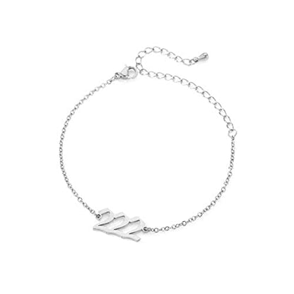 PAMTIER Angel Number Ankle Bracelet for Women Adjustable Chain | Stainless Steel, Dainty Simple Numerology Jewelry Gift - color: 5.5+2.8inch, Silver 222