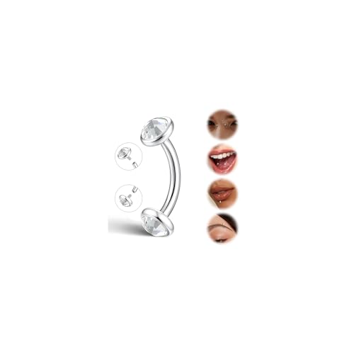 G23 Titanium Rook Piercing jewelry 16G Eyebrow Rings Curved Navel Barbell | Internally Threaded Dainty Helix Earrings Curved Barbell Small Belly Button Rings for Women - color: C, size: Length:8mm