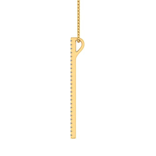 1/10 Carat Diamond Vertical Bar Pendant Necklace in 10K Solid Gold (Silver Chain Included) - color: Yellow Gold
