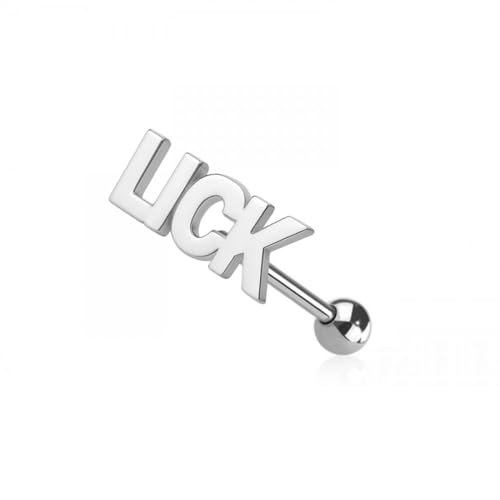 Pierced Owl 14GA 316L Stainless Steel Naughty Words Tongue Barbell - style: Lick