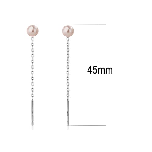 925 Sterling Silver Dangle Earrings with Charms Heart, Water drop, Moon, Star Long Drop Earring for Women Jewelry Gifts Hypoallergenic - color: pearl pink