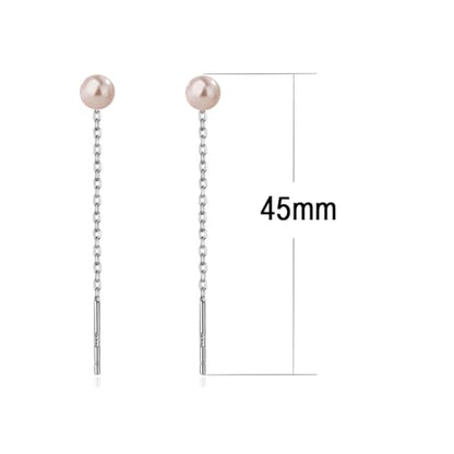 925 Sterling Silver Dangle Earrings with Charms Heart, Water drop, Moon, Star Long Drop Earring for Women Jewelry Gifts Hypoallergenic - color: pearl pink