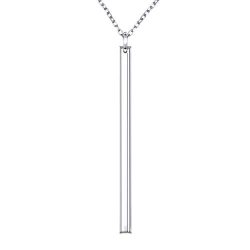 Long Chain Necklace S925 Sterling Silver Large Pendant for Women Sweater