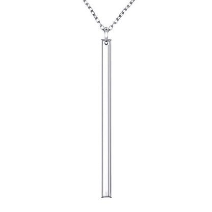 Long Chain Necklace S925 Sterling Silver Large Pendant for Women Sweater