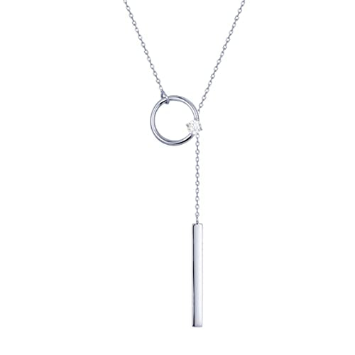S.Leaf 18K Gold Plated Cubic Zirconia Choker Necklace for Women 925 Sterling Silver Layered Coin Moon Star Heart Circle Crystal Lariat Pendant Necklaces Gifts for Women Trendy - color: Lariat_Silver
