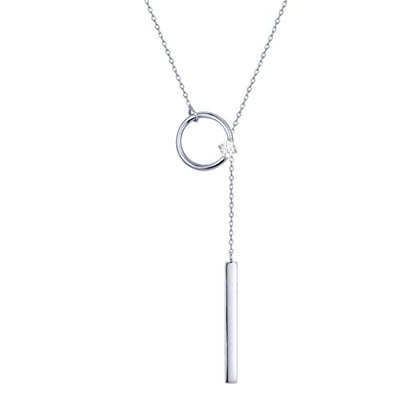 S.Leaf 18K Gold Plated Cubic Zirconia Choker Necklace for Women 925 Sterling Silver Layered Coin Moon Star Heart Circle Crystal Lariat Pendant Necklaces Gifts for Women Trendy - color: Lariat_Silver