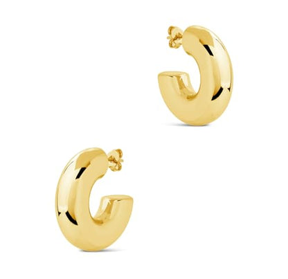 CONRAN KREMIX Waterproof Chunky Gold Hoops Earrings for Women Non Tarnish, Thick Gold Plated Circle Open Hoop,Lightweight Hollow Earrings Trendy - color: 25MM-Gold