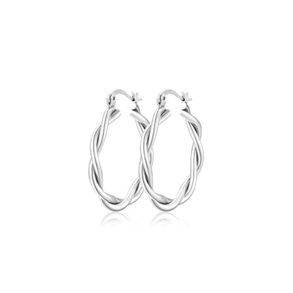 Apsvo Hoop Earrings for Women, 5mm Wide 14K Gold Plated/Silver Hoop Earring Hypoallergenic 925 Sterling Silver Earrings Lightweight Large Earrings for Women - color: silver twist-40mm