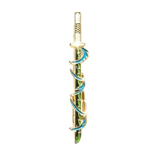 Anime Sword Enamel Tie Clips for Men, Gold-Tone, Anime Theme, Set of 9 Designs - color: Sanemi
