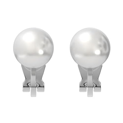 Aloha Earrings Simulated Freshwater Pearl Clip On Stud Earrings - style: Silver Tone