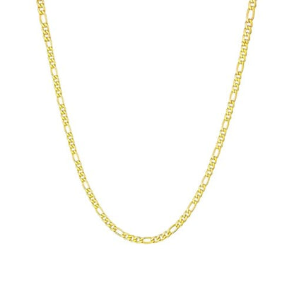 Stainless Steel Figaro Link Chain Necklace For Men Women, 3mm 4mm 5mm 7mm Width, 18k Gold Plated 18 20 22 24 Inch Figaro Chain, No Tarnish Durable Waterproof Jewelry - color: 3MM Gold, size: 22inches