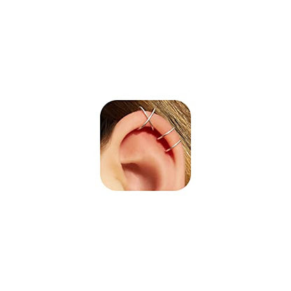 MILACOLATO 4Pcs 925 Sterling Silver Ear Cuffs for Women 14K Gold Plated Adjustable Ear Cuffs Non Piercing Minimalist Ear Cuff Earrings Fake Helix Cartilage Clip on Earrings Hypoallergenic - color: Silver
