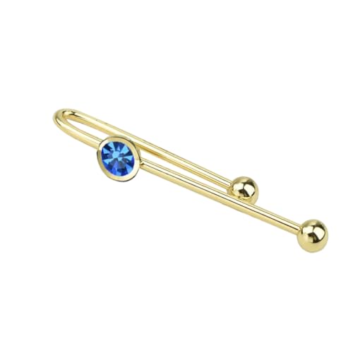 Men's Classic Luxury Zircon Crystal Tie Clip Silver Tone Light Brass Regular Necktie Tie Clip for Wedding Groomsmen Grooms Business Anniversary - style: Royal Blue&Gold