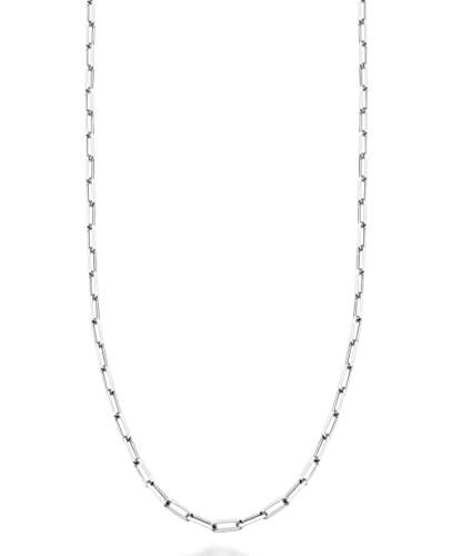 Miabella Italian Solid 925 Sterling Silver, 18Kt Gold Plated 2mm Paperclip Link Chain Necklace for Women, Made in Italy - size: Length 18 Inches, style: sterling silver