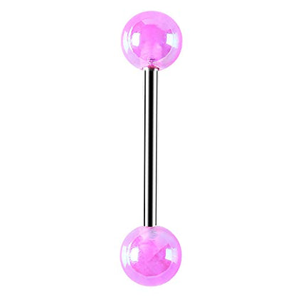 FORUBUS Colorful Tongue Rings Nipple Rings for Women Body Piercing Jewelry 14G 16mm Pierced Barbells Body Jewelry 50Pcs/30Pcs/20Pcs Pack - color: F-12pcs