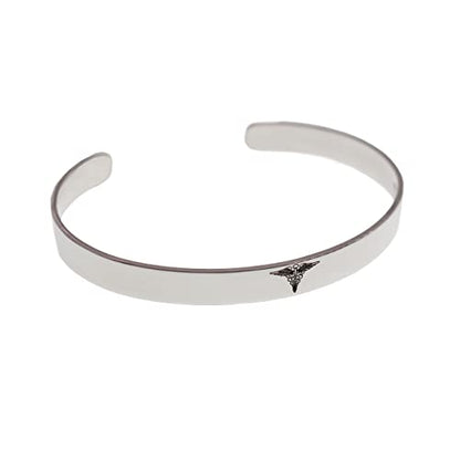 Custom .925 Sterling Silver Medical Alert Cuff Bangle Bracelet – Personalized Emergency Info