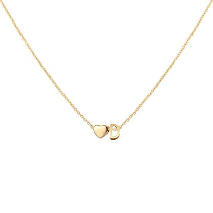 Glimmerst Initial Heart Necklace 18K Gold Plated Stainless Steel Tiny Heart Letter Necklace Personalized Monogram Name Necklace for Women - style: D