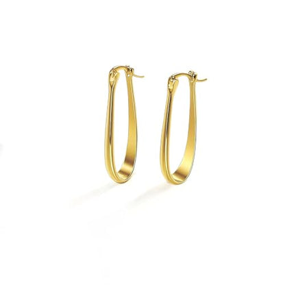 Earrings for Women, Saguine Chunky 14K Gold Plated Hoop Earrings Trendy | Chunky Earring, Big Large U-Shape Drop Twist Dangle Statement Stud Hoops Earrings, Jewelry for Women Gifts - style: U Shape Hoops