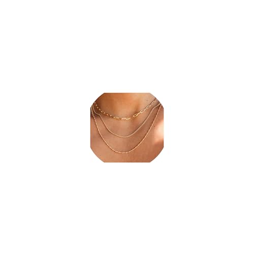 CONRAN KREMIX Waterproof Gold Necklace Layered Necklaces for Women Non Tarnish,14k Gold Plated Stainless Steel Dainty Stack Thin Chain Necklace Set for Women Gifts Jewelry - color: Gold-07