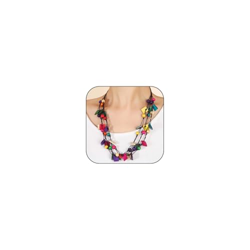 Boho Necklace for Women Long Layered Wooden Leather Leaf Pendant Statement Necklace Vintage Boho Jewelry - style: Square A