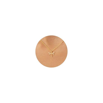 LLWOM Gold Necklace for Women-14k Gold Plated Infinity Necklace Star Of David Necklace Evil Eye Cross Pendants Heart Dainty Gold Necklace For Women - color: Gold-Dragonfly