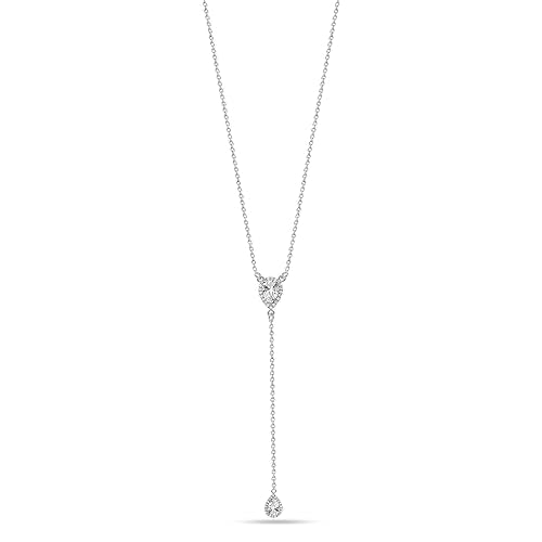 LeCalla 925 Sterling Silver CZ Necklace for Women Jewelry Lightweight Adjustable Lariat Zirconia Choker Y Chain Necklace - color: Oval Zirconia Y Necklace