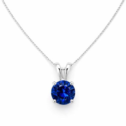 Mariell Cubic Zirconia Crystal Pendant Necklace for Women, 2 Carat 8mm CZ, for Brides, Wedding, Mother's Day Jewelry Gift - color: Silver-Sapphire Blue Cubic Zirconia