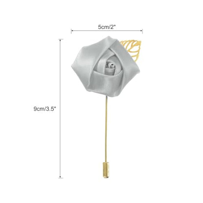 MECCANIXITY Groom Boutonnieres Rose Boutonnieres Pins for Wedding - color: Light Gray