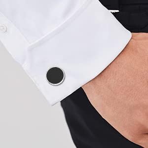Cufflinks For Men, 316L Stainless Steel Tuxedo Shirt Cuff Links Accessories, Unique Business Groom Wedding Black Silver Gold Jewelry for Son, Father, Husband, Boyfriend