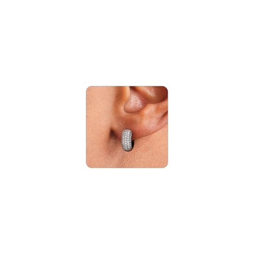 Hoop Earrings for Men - 14K Gold Plated Cartilage Huggie Earrings | Cubic Zirconia, Lightweight, CZ Inlaid, Hypoallergenic for Sensitive Ears, Mens jewelry Gift for Him - style: Black Huggie