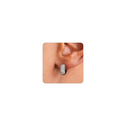 Hoop Earrings for Men - 14K Gold Plated Cartilage Huggie Earrings | Cubic Zirconia, Lightweight, CZ Inlaid, Hypoallergenic for Sensitive Ears, Mens jewelry Gift for Him - style: Black Huggie