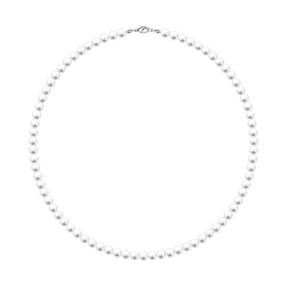 MJartoria Pearl Necklace for Men | Women, 16''-24'' Pearl Necklaces, 4mm/6mm/8mm White Faux Pearl Choker Necklace Trendy Jewelry Gifts for Women Men - size: 22 inches, style: 6mm