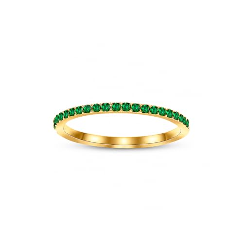Birthstone Rings For Women, Silver Stackable Cubic Zirconia Stainless Steel Birth Stone Ring To My Daughter/Mom Birthday Unique Gifts Jewelry - color: 05-Gold-May