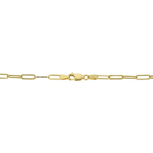 Kooljewelry Womens Chain Classic - 14k Yellow Gold Polished Paperclip Chain Necklace