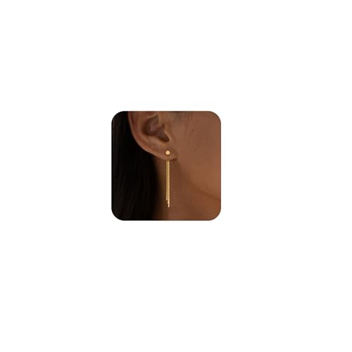 Gold Earrings for Women, 14K Gold Plated Tassel Dangle Earrings for Women Trendy Hypoallergenic Long Chain Earring Dainty Pearl Drop Earrings Elegant Wedding Earring Fashion Jewelry for Womens - color: Long&Style 2