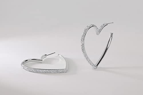 MILLA Heart Hoop Earrings, Silver & Gold Heart Earrings For Women | These Glimmering Heart Hoops are Available in Gold, Rose Gold or Silver Plated Heart Shaped Earrings - color: Sterling Silver Plated