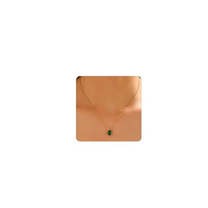 Cubic Zirconia Necklaces for Women 18K Gold Plated Tear drop Necklace Dainty Layered CZ Lariat Diamond Necklace - color: Green Teardrop-Gold