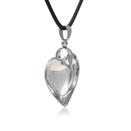 Large Red Semi-Transparent Solid Glass Heart Pendant Necklace - style: Small White