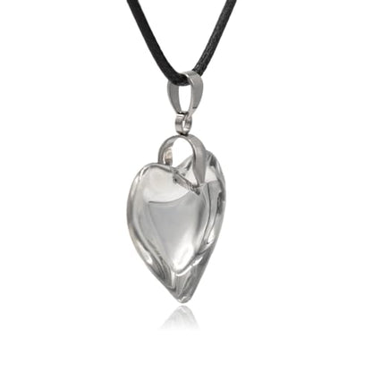 Large Red Semi-Transparent Solid Glass Heart Pendant Necklace - style: Small White