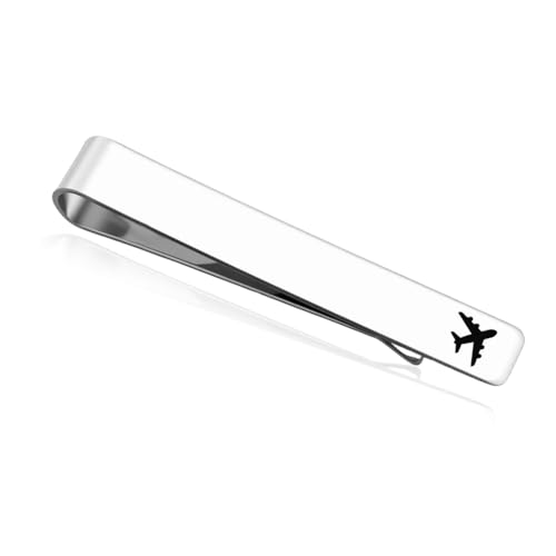 Tieclip for Fireman Golfer Pilot Realtor Birthday Bday Gifts Stainless Steel Tie Bar for Men Necktie Accessories - color: Airplane