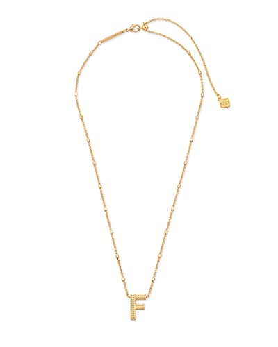 Kendra Scott Letters A-Z Pendant Necklace for Women, Fashion Jewelry, 14k Gold-Plated Brass - color: Letter F