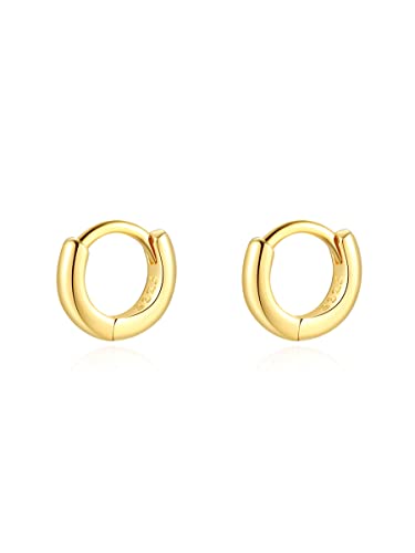 Mini Tiny Huggie Hoop Earrings Top Upper Ear Cartilage Forward Helix Cuff Plain Simple 925 Sterling Silver Gold 9mm 8mm 7mm 6mm 5mm Hoop Earrings - color: Gold-5mm