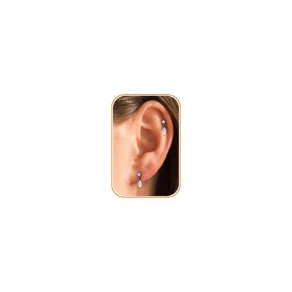 Flat Back Earrings for Women Cartilage Helix | Comfortable Dainty Cute Dragon Bee Bird Phoenix Dragonfly Cute Animal Leaf Spiral Rhombus Design Flatback Stud Earrings - color: Black Dangle