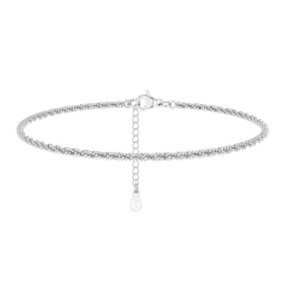 Silver Anklets for women,Layered Anklets Bracelets Adjustable Summer Beach Jewelry - color: Single Layer
