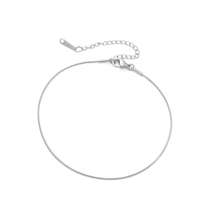 Amaxer Adjustable Stainless Steel Snake Chain Ankle Bracelet 0.04in Width Foot Chain for Women Beach Holiday Summer Vacation Jewelry - color: silver