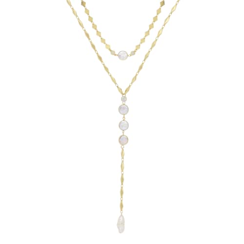 Ettika Lariat Necklace for Women. Gold Drop Necklace, Necklaces for Women. 18K Gold or Rhodium Plated Chain. Trendy Jewelry - color: N1940 Gold