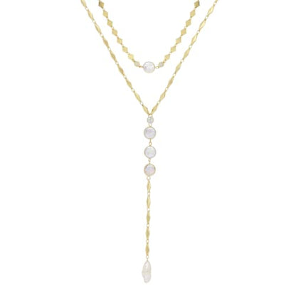 Ettika Lariat Necklace for Women. Gold Drop Necklace, Necklaces for Women. 18K Gold or Rhodium Plated Chain. Trendy Jewelry - color: N1940 Gold